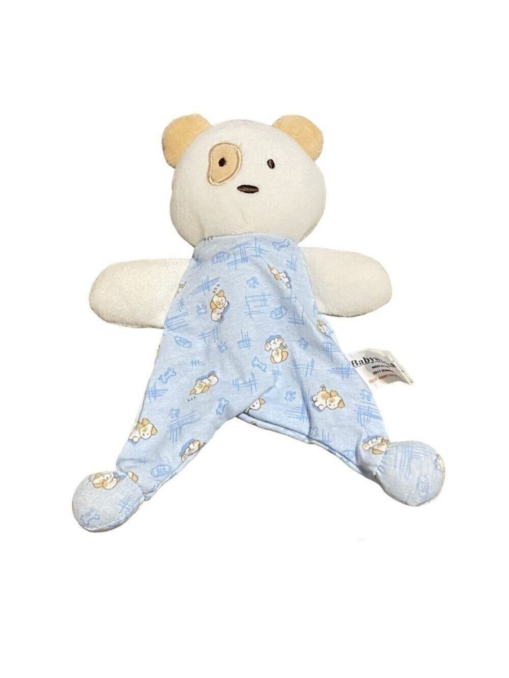 Babyworks Puppy Dog Lovey Plush Puppy Print Blue White Security Blanket Baby Toy